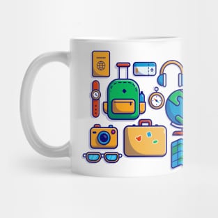 Traveling Equipment Cartoon Illustration Mug